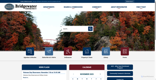 Security scan screenshot of https://www.bridgewater-ct.gov/