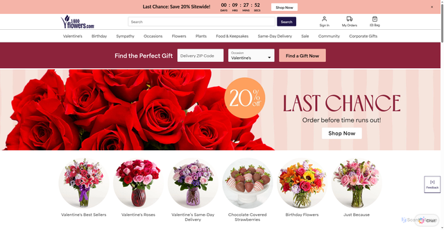Security scan screenshot of https://www.1800flowers.com