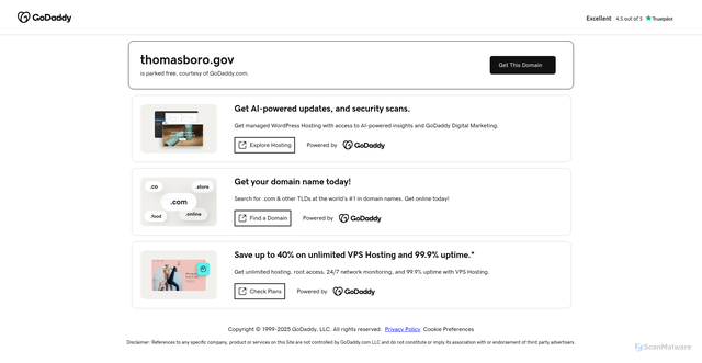 Security scan screenshot of https://thomasboro.gov/