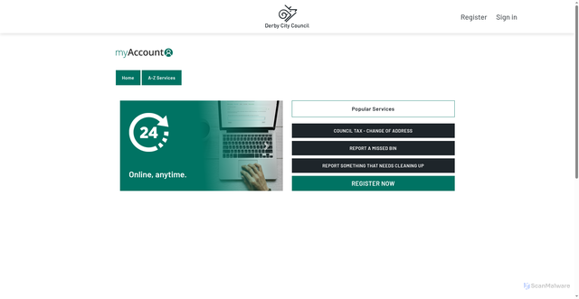 Security scan screenshot of https://myaccount.derby.gov.uk