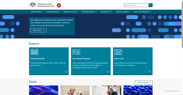 Security scan screenshot of https://www.arc.gov.au/
