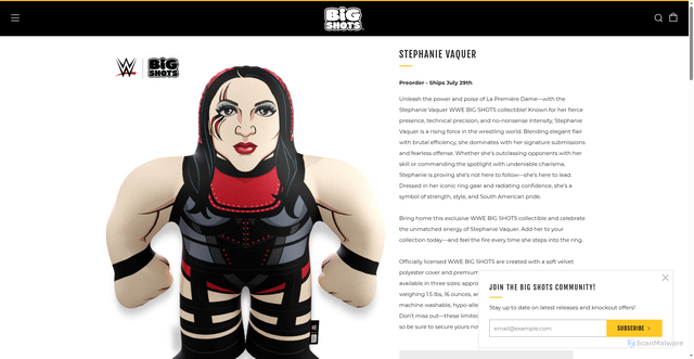 Security scan screenshot of https://getbigshots.com/products/stephanie-vaquer