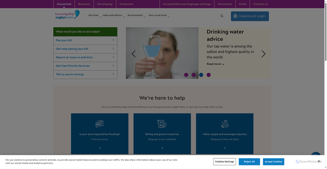 Security scan screenshot of https://www.anglianwater.co.uk/