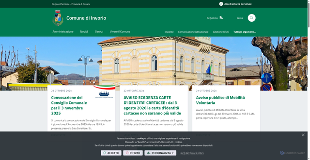 Security scan screenshot of https://www.comune.invorio.no.it/it-it/home