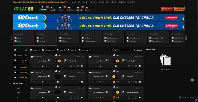 Security scan screenshot of https://xoilac86kb.tv