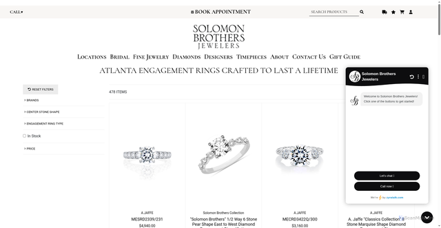 Security scan screenshot of https://www.solomonbrothers.com/engagement-rings?srsltid=AfmBOopWtXEeBIUuu0f5uXlzJNCAGYqPSd07a7Pmu-pogoFDzZTrvl3j