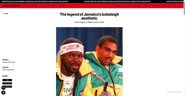 Security scan screenshot of https://www.nss-sports.com/en/lifestyle/44029/jamaica-bobsleigh-milano-cortina-2026