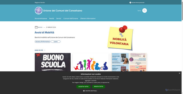 Security scan screenshot of https://www.unioneconselvano.it