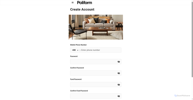 Security scan screenshot of https://poliformglobalbid.com/register