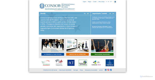 Security scan screenshot of https://www.consob.it/
