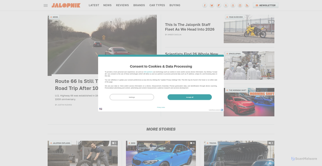 Security scan screenshot of https://www.jalopnik.com