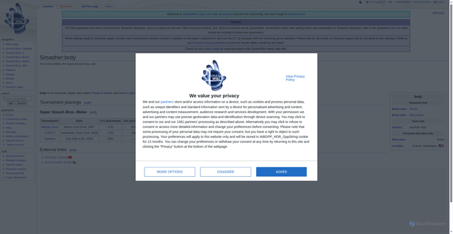 Security scan screenshot of https://www.ssbwiki.com/Smasher:brdy