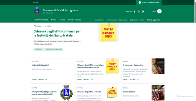 Security scan screenshot of https://comune.castel-focognano.ar.it/