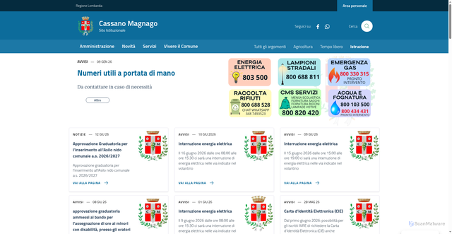 Security scan screenshot of https://www.cassano-magnago.it