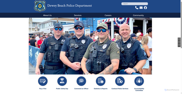 Security scan screenshot of https://www.deweybeachpolice.gov/