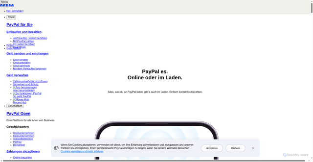 Security scan screenshot of https://www.paypal.com/