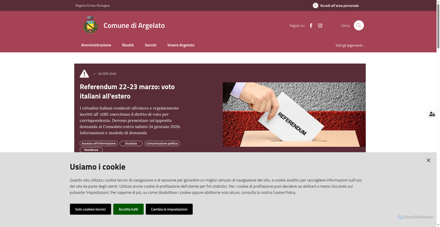 Security scan screenshot of https://www.comune.argelato.bo.it/