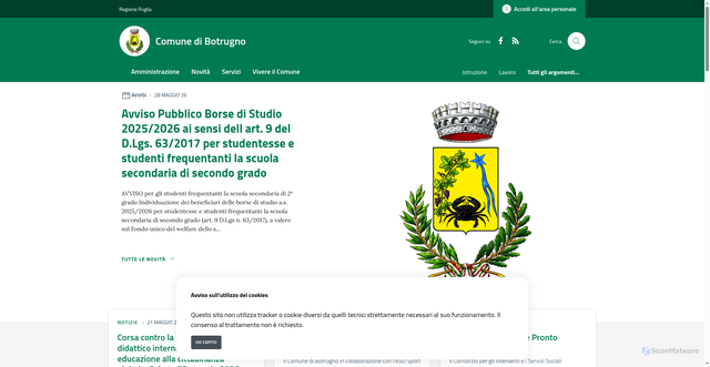 Security scan screenshot of https://www.comune.botrugno.le.it