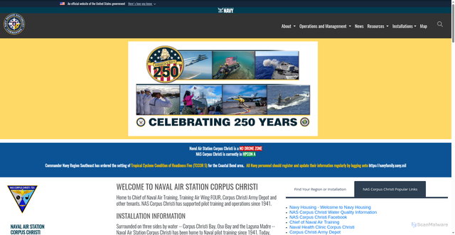 Security scan screenshot of https://cnrse.cnic.navy.mil/Installations/NAS-Corpus-Christi/