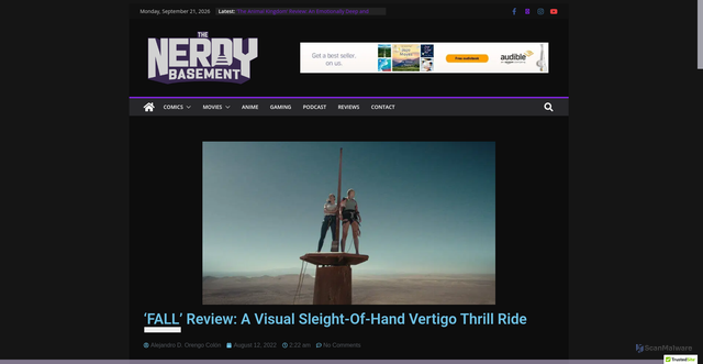 Security scan screenshot of https://thenerdybasement.com/movies/fall-review/