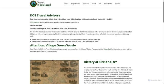 Security scan screenshot of https://townofkirkland.gov/