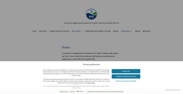 Security scan screenshot of https://www.bvk-kaltern.it