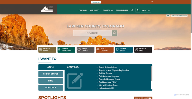 Security scan screenshot of https://www.larimer.gov/