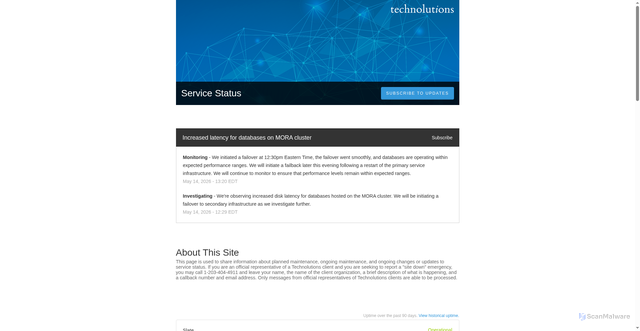 Security scan screenshot of https://status.technolutions.net