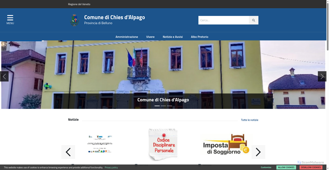 Security scan screenshot of https://www.comune.chiesdalpago.bl.it/home