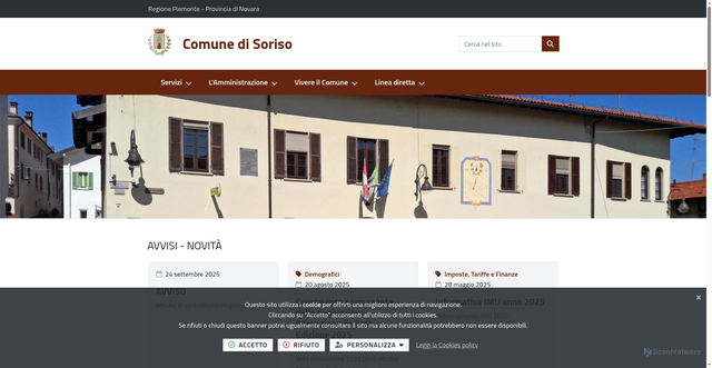 Security scan screenshot of https://www.comune.soriso.no.it/it-it/home