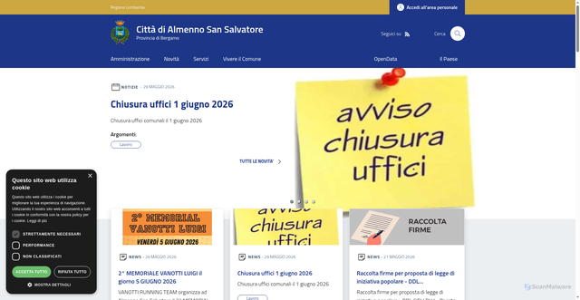 Security scan screenshot of https://www.comune.almenno-san-salvatore.bg.it