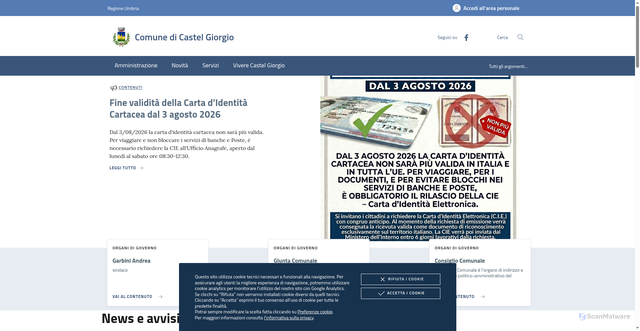 Security scan screenshot of https://www.comune.castelgiorgio.tr.it