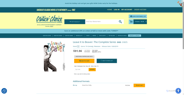 Security scan screenshot of https://www.ccvideo.com/leave-it-to-beaver-the-complete-series/826663204421?srsltid=AfmBOoqfbFtkOad9sQjtlWSOwNDXgwap0HMxZUnYxDVPTZ1zNTKXHHU9