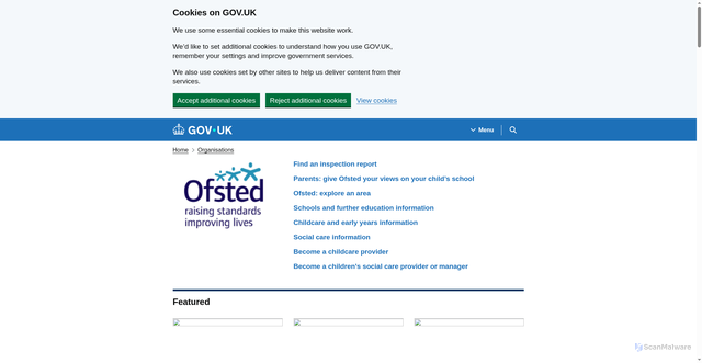 Security scan screenshot of http://www.ofsted.gov.uk