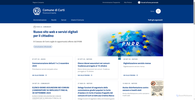 Security scan screenshot of https://comune.curti.ce.it/