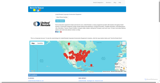 Security scan screenshot of https://www.rentittoday.com/rental-stores/United-Rentals-Corporate-Construction-Equipment-1328