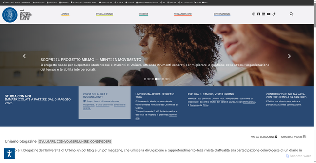 Security scan screenshot of https://www.uniurb.it/