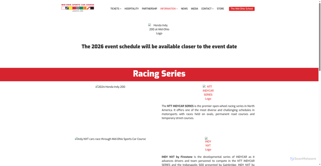 Security scan screenshot of https://midohio.com/info/event-schedules/the-honda-indy-200-at-mid-ohio-indycar-schedule