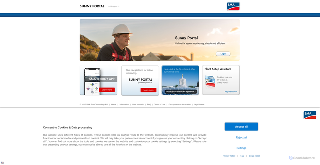 Security scan screenshot of https://www.sunnyportal.com