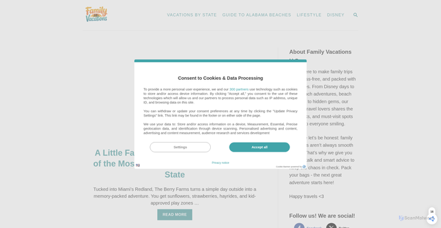 Security scan screenshot of https://familyvacationsus.com