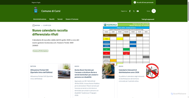 Security scan screenshot of https://www.comune.cursi.le.it