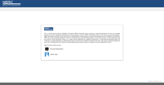 Security scan screenshot of https://extranet.nerc.net
