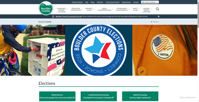 Security scan screenshot of https://bouldercounty.gov/elections/