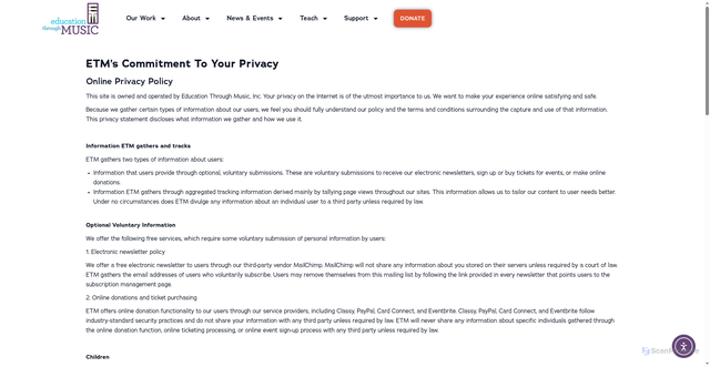 Security scan screenshot of https://etmonline.org/privacy-policy