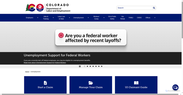 Security scan screenshot of https://cdle.colorado.gov/unemployment