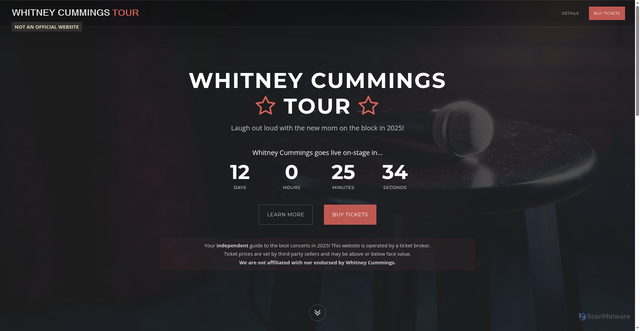 Security scan screenshot of https://www.whitneycummingstour.com/