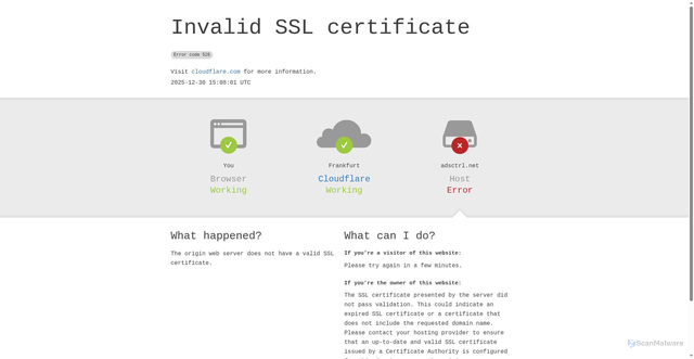 Security scan screenshot of https://adsctrl.net