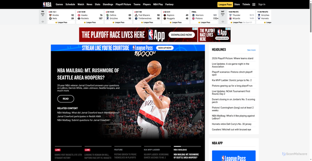 Security scan screenshot of https://www.nba.com