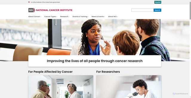 Security scan screenshot of https://www.cancer.gov/