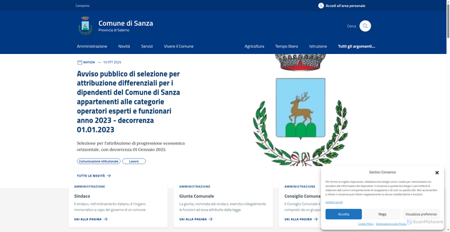 Security scan screenshot of https://comune.sanza.sa.it/